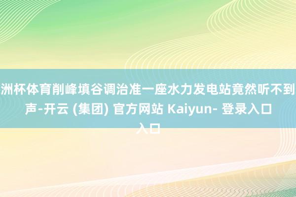 欧洲杯体育削峰填谷调治准一座水力发电站竟然听不到水声-开云 (集团) 官方网站 Kaiyun- 登录入口