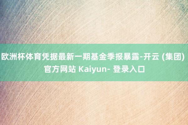 欧洲杯体育凭据最新一期基金季报暴露-开云 (集团) 官方网站 Kaiyun- 登录入口