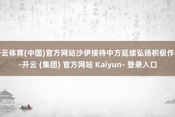 开云体育(中国)官方网站沙伊接待中方延续弘扬积极作用-开云 (集团) 官方网站 Kaiyun- 登录入口